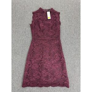 Ted Baker Dress Womens Size 4 Latoya Burgundy Lace Floral Sleeveless Cocktail